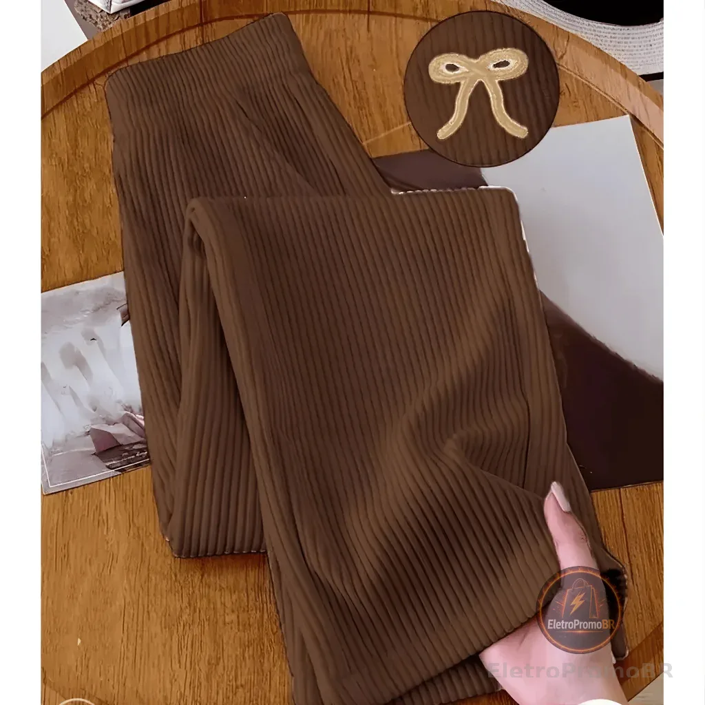 Calça Pantalona Feminino Tecido texturado Calça Feminino Cintura Alta Pantalona Elegante