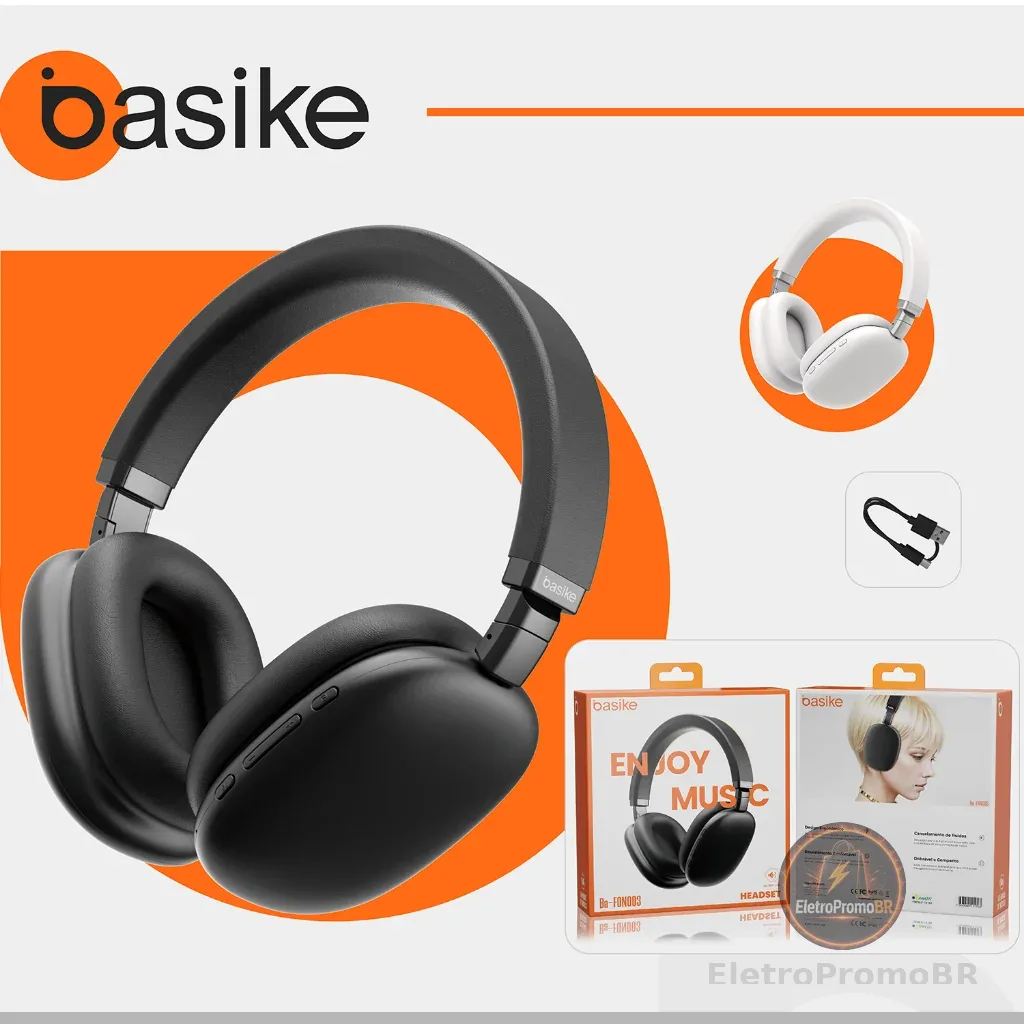 Basike Fone De Ouvido Bluetooth Estéreo Sem Fio V5.4 Hifi Dobrável Esporte Headset