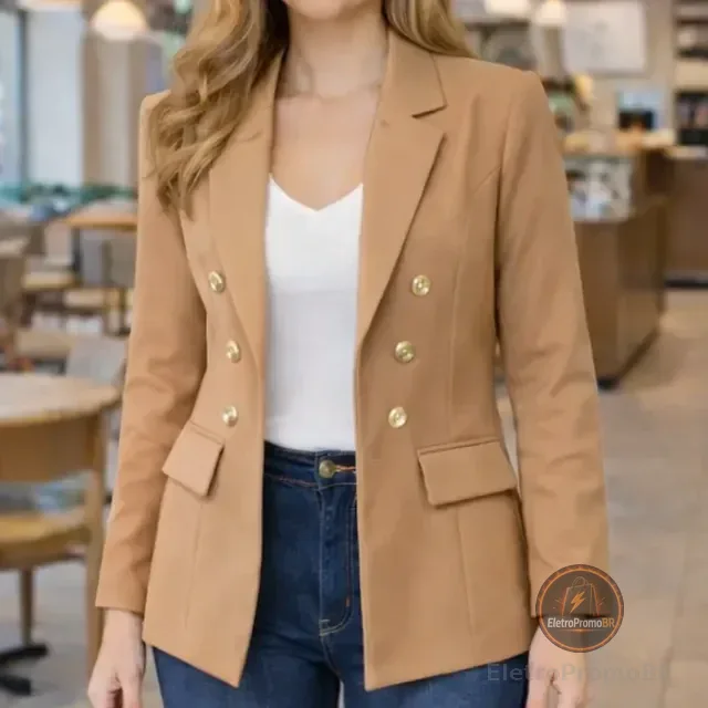 Blazer Feminino Alfaiataria Terninho Social Com Botões