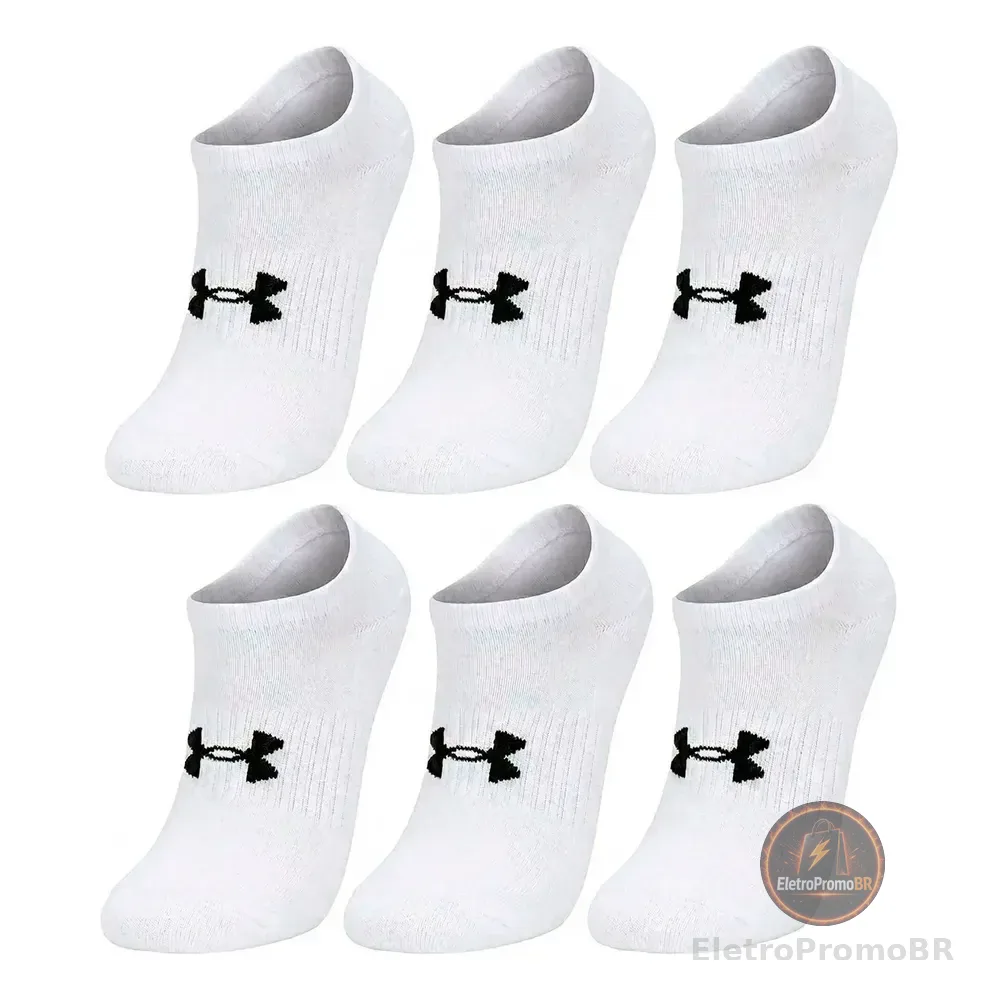 Kit 6 Pares De Meias Core Cotton Invisível Under Armour Branco Liso 41-44