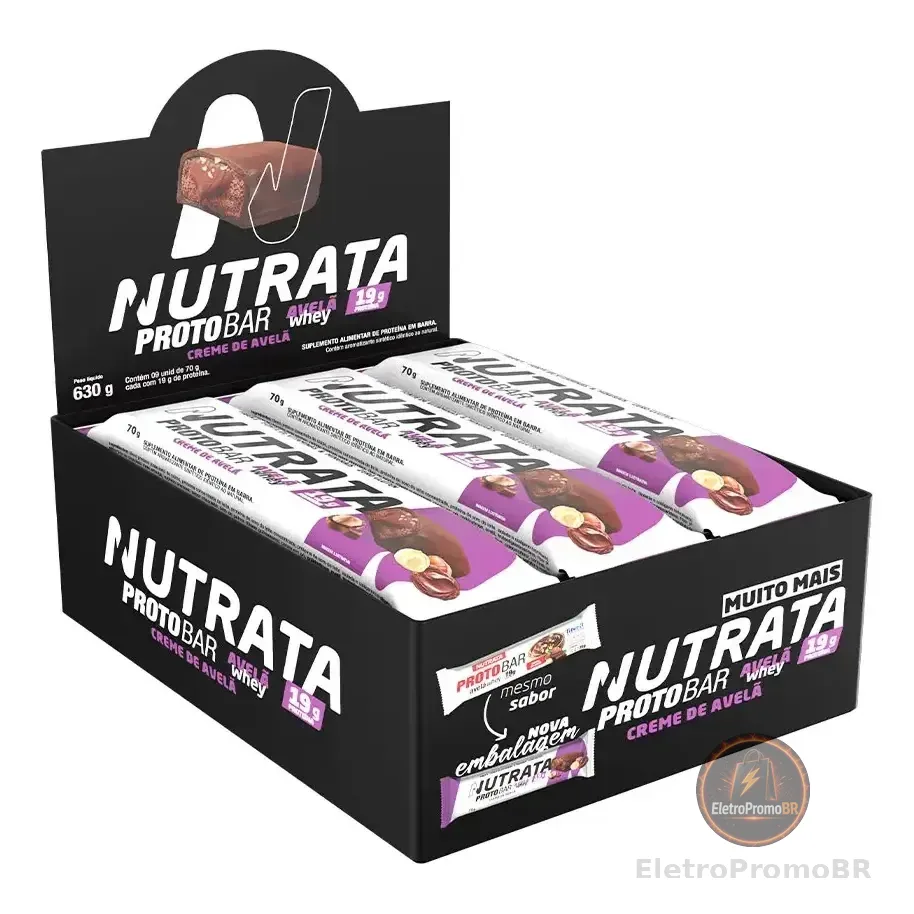 Protobar Whey 70g Display com 9 unidades Creme de Avelã Nutrata