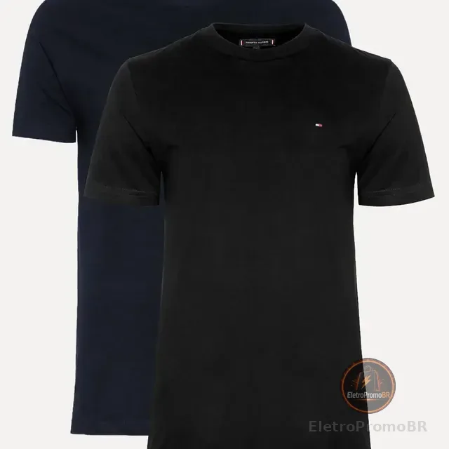 Camisetas Tommy Hilfiger Preta/marinho 2un - Original
