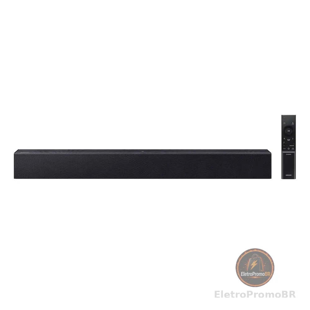 Soundbar Samsung HW-B400F, com 2.0 canais, Bluetooth, Subwoofer integrado e HDMI ARC