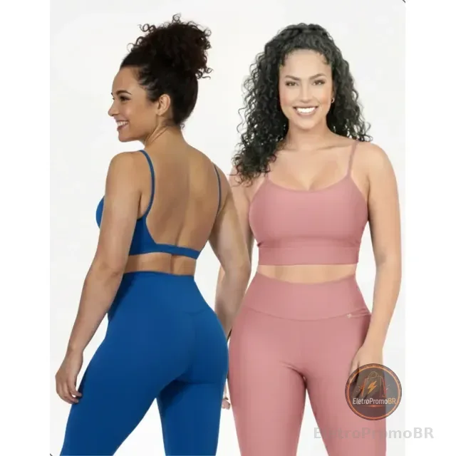 Kit 2 Top Fitness Academia Alça Fina Costa Aberta