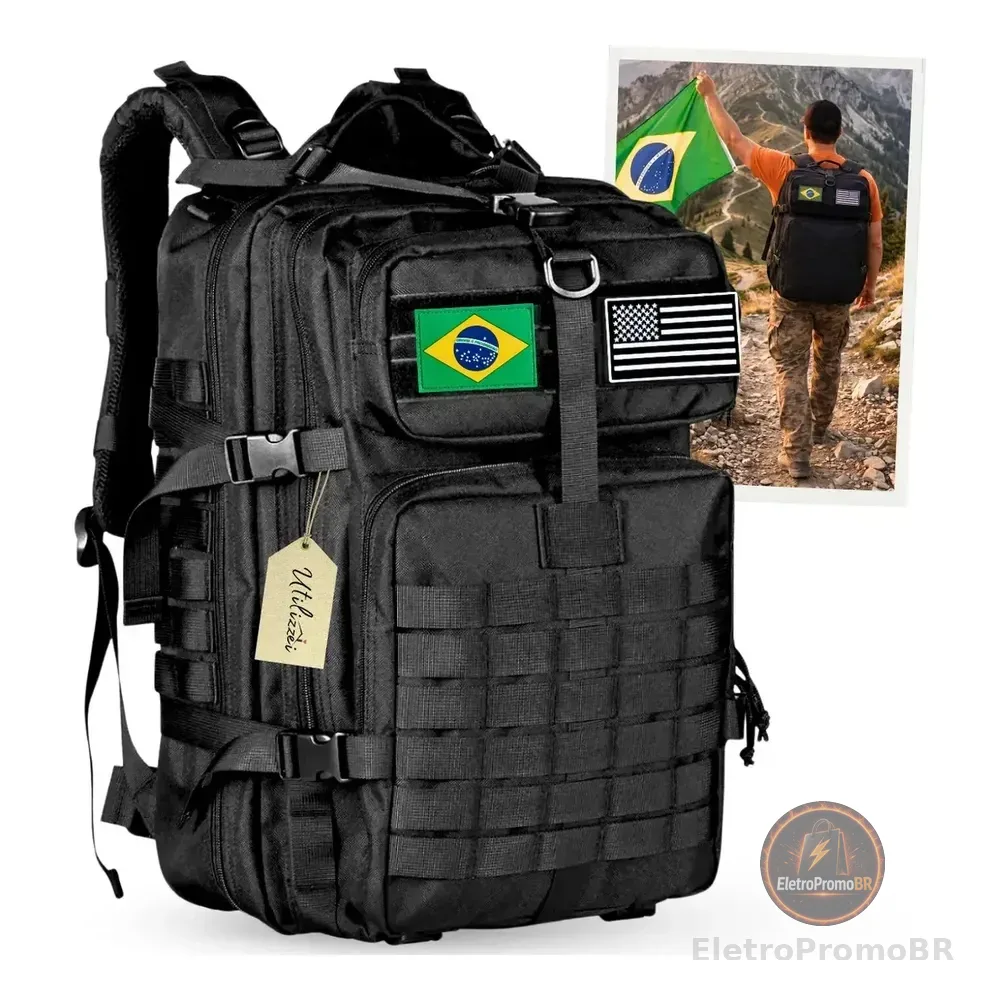 Mochila Tática Militar Impermeável Reforçada Bolsa Viagem Grande Assault Resistente Airsoft Escolar Exército Utilizzei