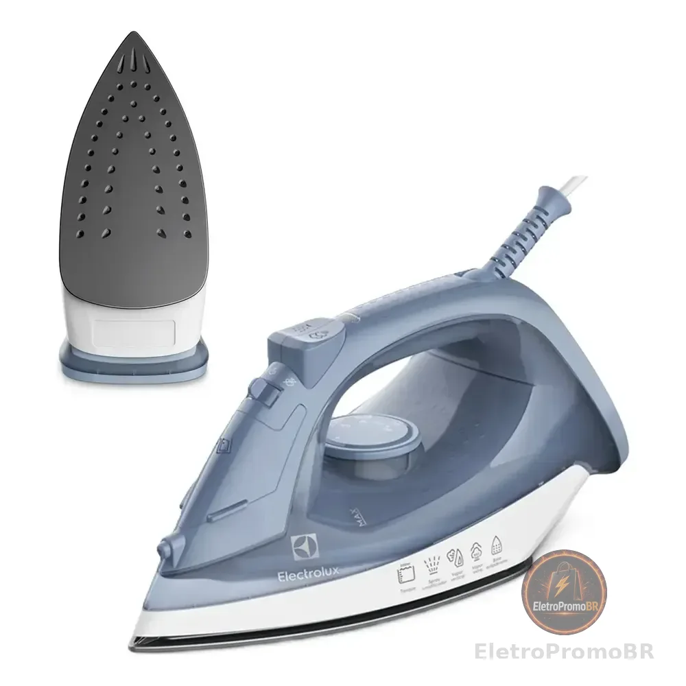 Ferro de Passar Seco e Vapor Electrolux Efficient Base antiaderente Vapor Vertical Extra 1200W de Potência Cabo 1,35m ESI10