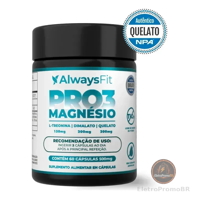 PRO3 Magnésio AlwaysFit | Magnésio Dimalato + Magnésio Quelato + L-Treonina | 60 Cápsulas