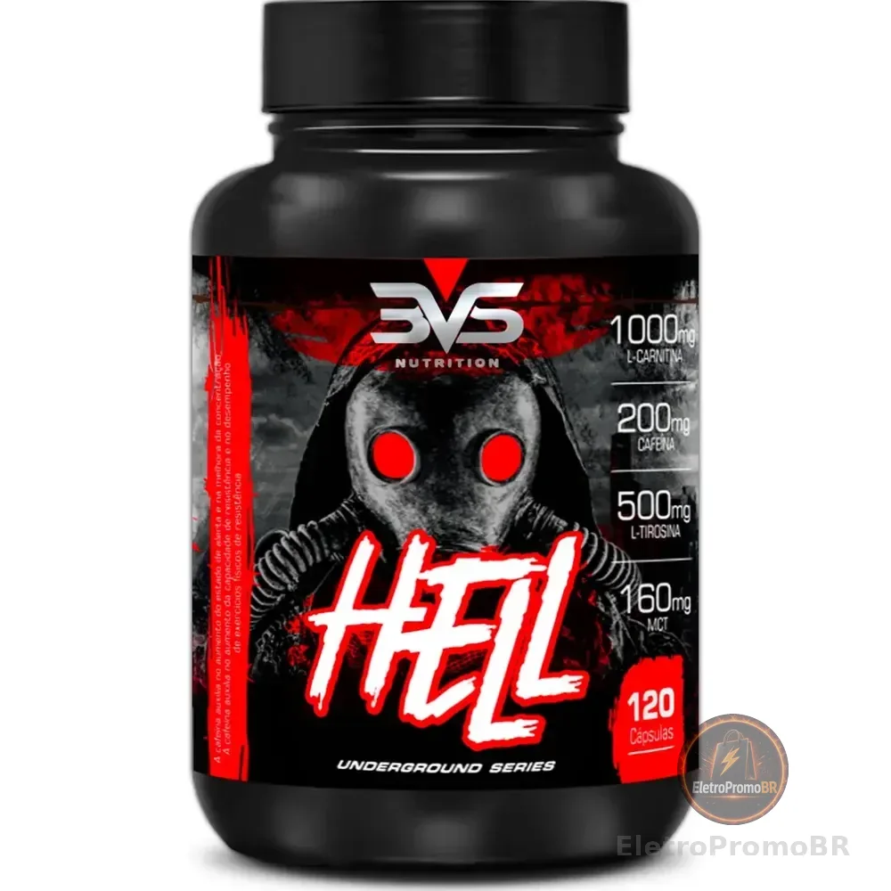 Termogênico Hell - Fórmula Exclusiva Contendo 7 Ingredientes Com Cafeína, L-carnitina, L-tirosina, Mct, Picolinato De Cromo E Vitaminas - 120 Cápsulas