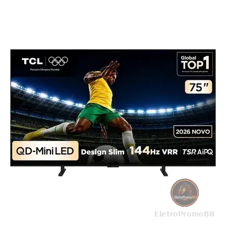 Smart Tv Tcl 75 Polegadas Qled Mini Led 4k A400m Wifi Bluetooth Google Tv Hdr10+ 144 Hz Vrr 75a400m
