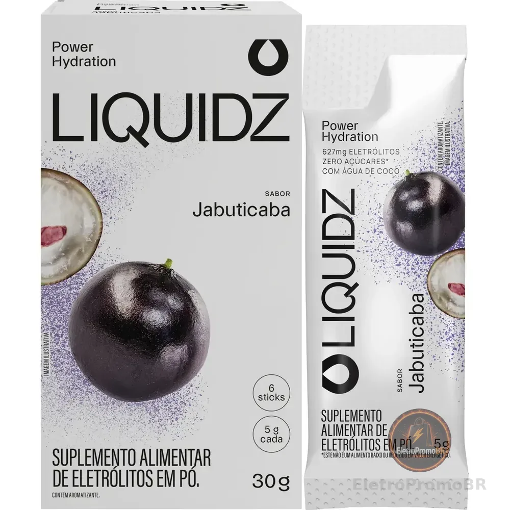 Liquidz® Eletrólitos Zero Açúcar - Jabuticaba - 6 Sachês