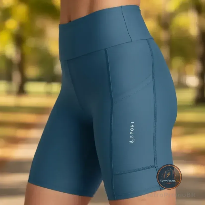 Bermuda Short Feminina Corrida Lupo Run 5 Pockets Compressão Azul G