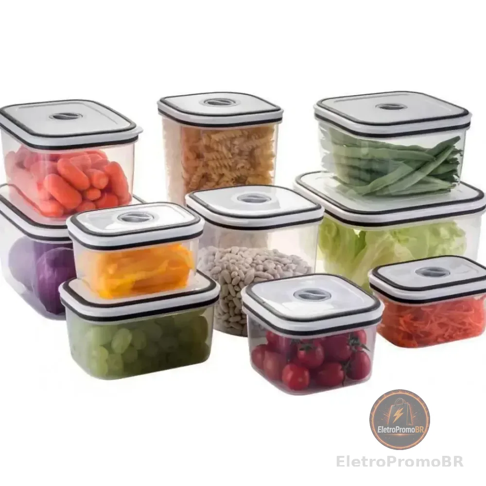 Conjunto De Potes 10 Peças Electrolux Em Polipropileno Branco/cinza/transparente