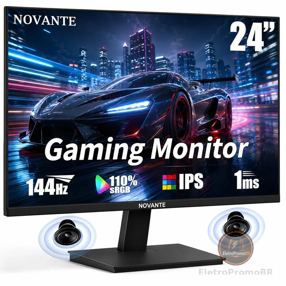 Monitor Gamer ips 24 Polegadas, Full HD, 144Hz, 1ms,sRGB 99%, 150cd/m², Alto-falantes embutidos,Entradas HDMI/DisplayPort/3.5mm,110-220V, Preto