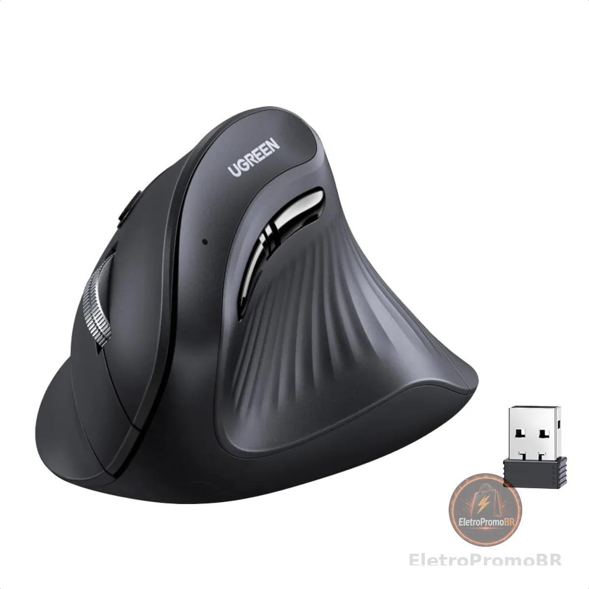 UGREEN Mouse Ergonômico Vertical Sem Fio 5 Botões Clique Silencioso | Bluetooth e 2,4 GHz, com Receptor USB, 4 Níveis de DPI até 4000, Compatível com Windows, Linux, Mac, Android e Chrome