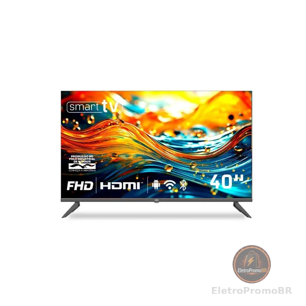 Smart TV HQ 40" Full HD tela sem bordas Android 12 design Slim HQS40NKHM