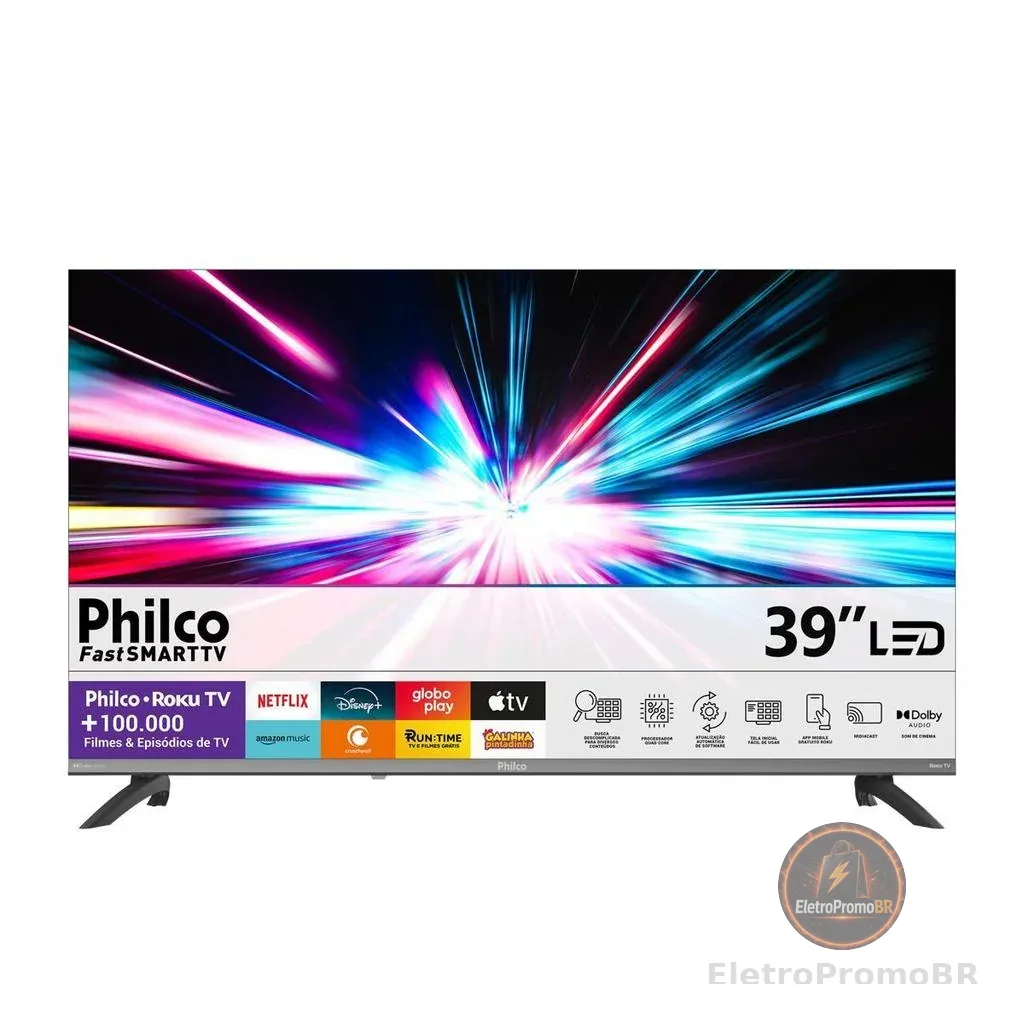 Smart TV 39" Philco Full HD Roku TV Dolby Audio P39CRA