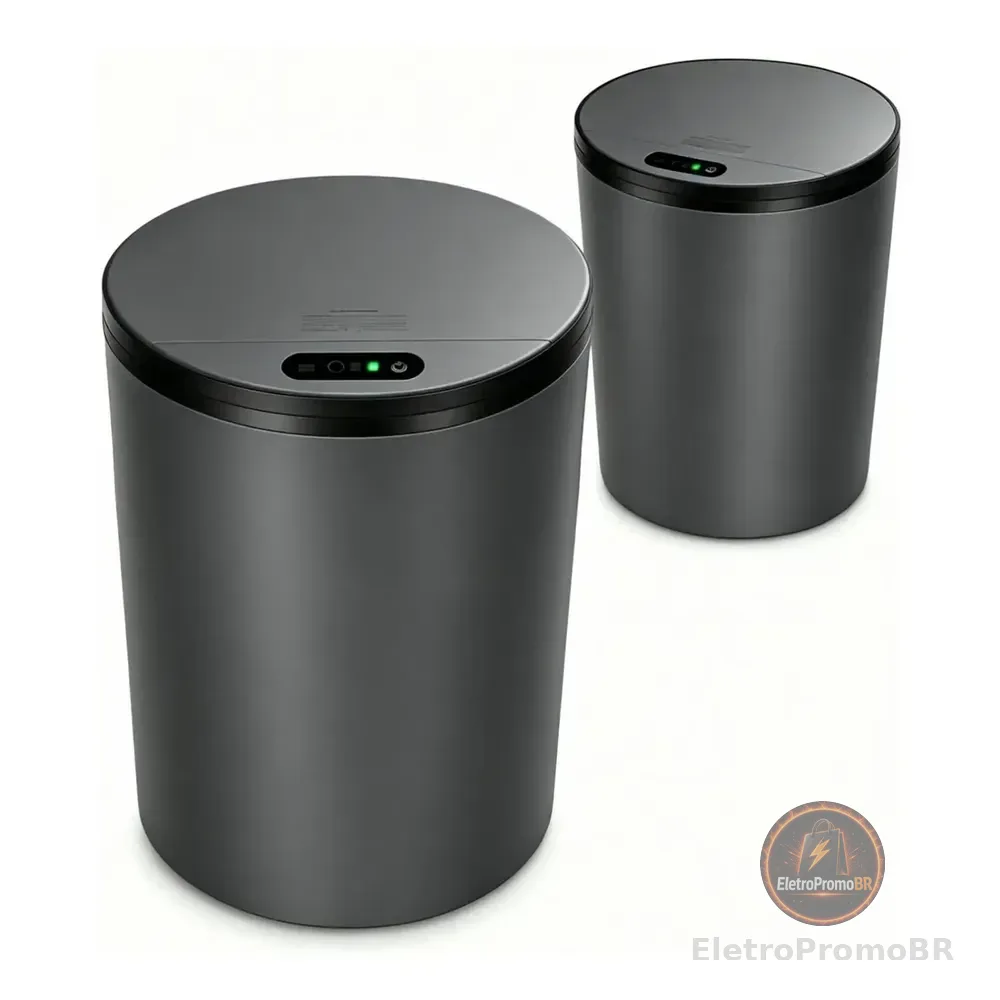Lixeira Inteligente 16 Litros Com Sensor Automático Para Banheiro e Cozinha Cinza