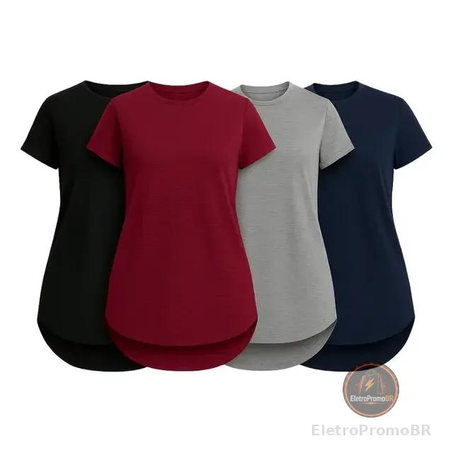 Kit 4 Camiseta Dry Fit Feminina Academia Fitness Tapa Bumbum