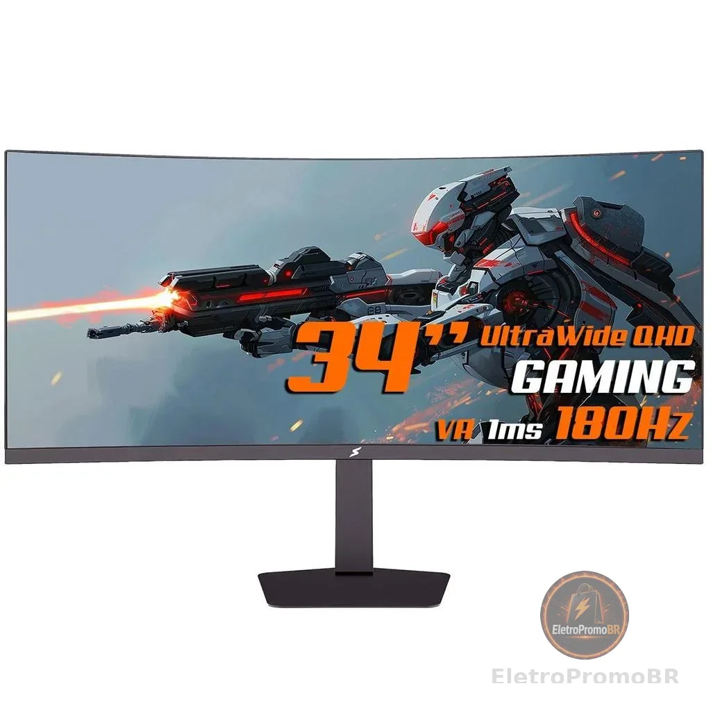 Monitor Gamer SuperFrame Enterprise, 34 Pol, Curvo, UltraWide Quad HD, VA, 1ms, 180Hz