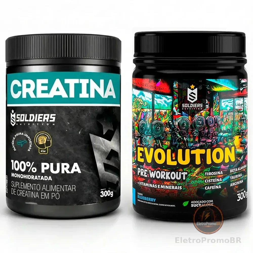 Creatina 300g + Pré-treino Blueberry Evolution 300g - Soldiers Nutrition