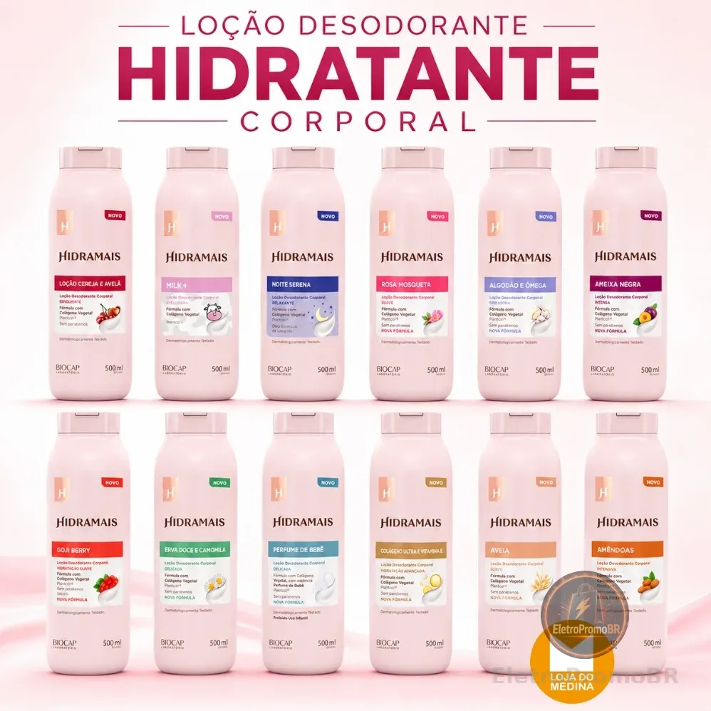 LOÇÃO DESODORANTE E HIDRATANTE CORPORAL - DIVERSAS FRAGRÂNCIAS - HIDRAMAIS