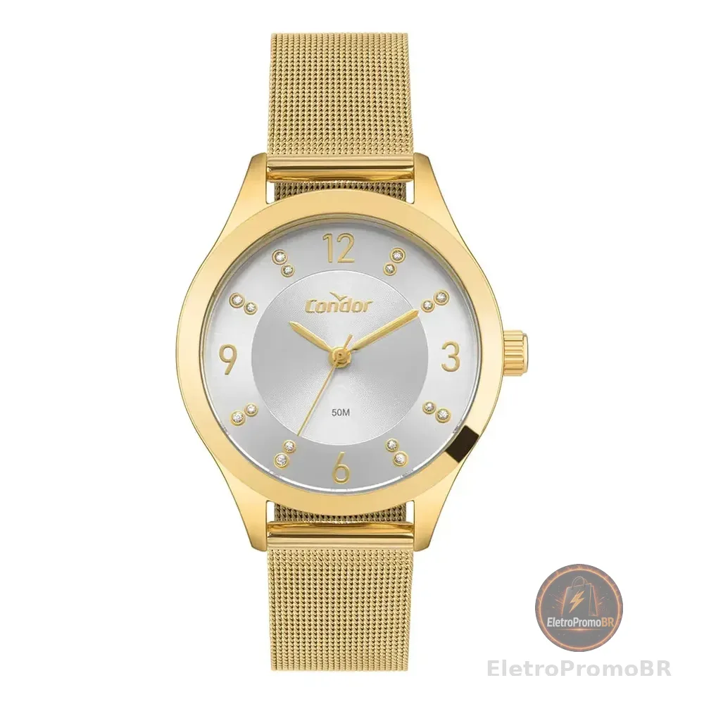 Relógio Condor Feminino Dia A Dia Co2035nqt/4k Dourado Prata