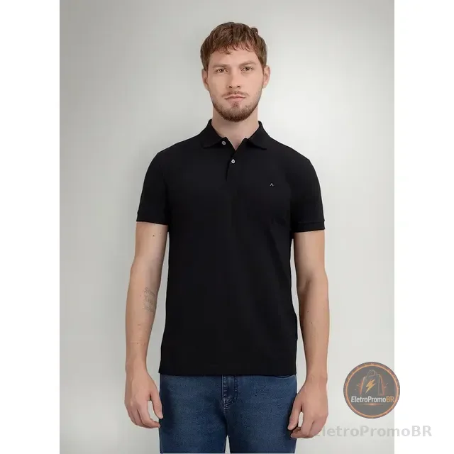 Camiseta Polo Aramis Masculina Basic Piquet Preta