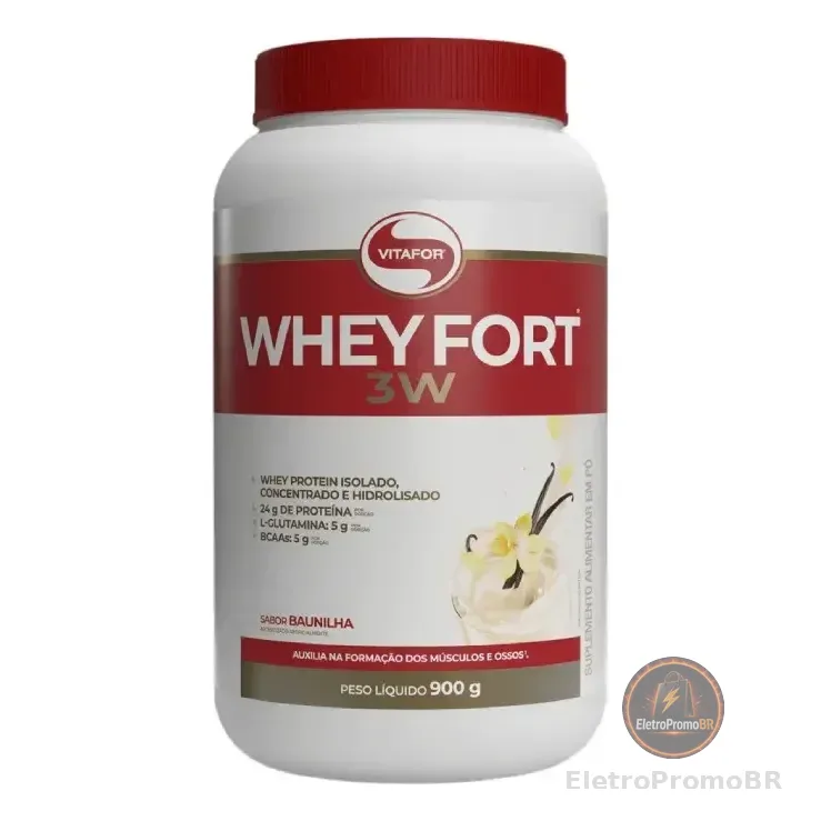suplemento alimentar Whey Fort 3W Baunilha 900g Vitafor