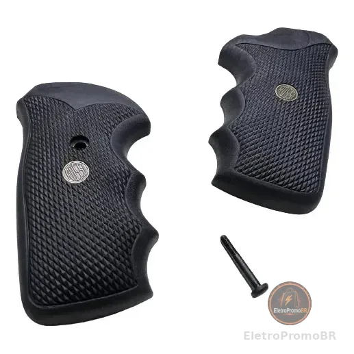 Cabo De Borracha Empunhadura Revolver Rossi 38 - 5 E 6 Tiros Preto