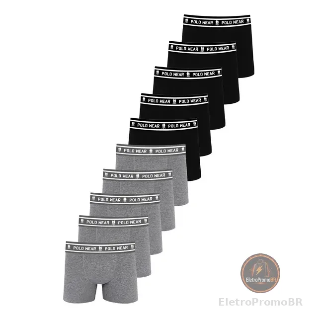 Kit 10 Cuecas Algodão Polo Wear Sortido