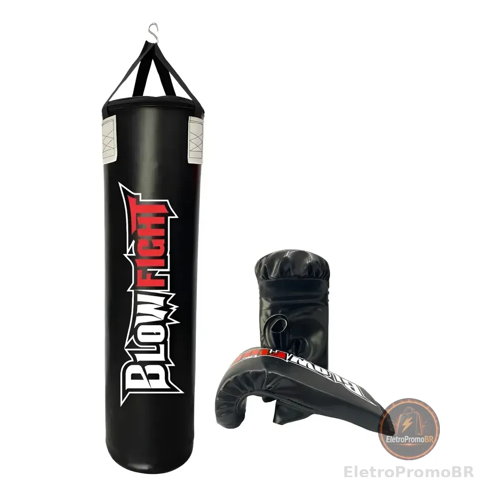 Saco De Box 90 Cm Profissional + Luva Bate Saco Preto