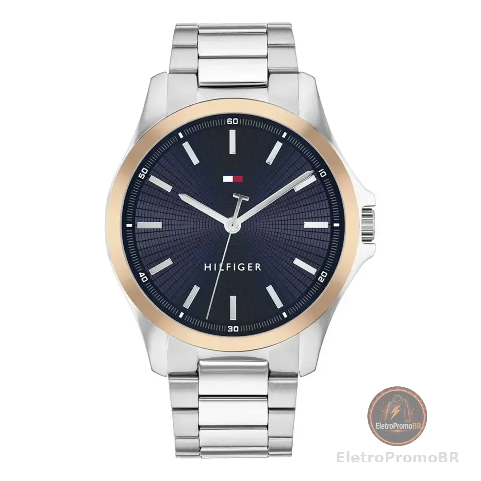 Relógio Tommy Hilfiger Masculino Aço Prateado 1710673 Prateado Azul