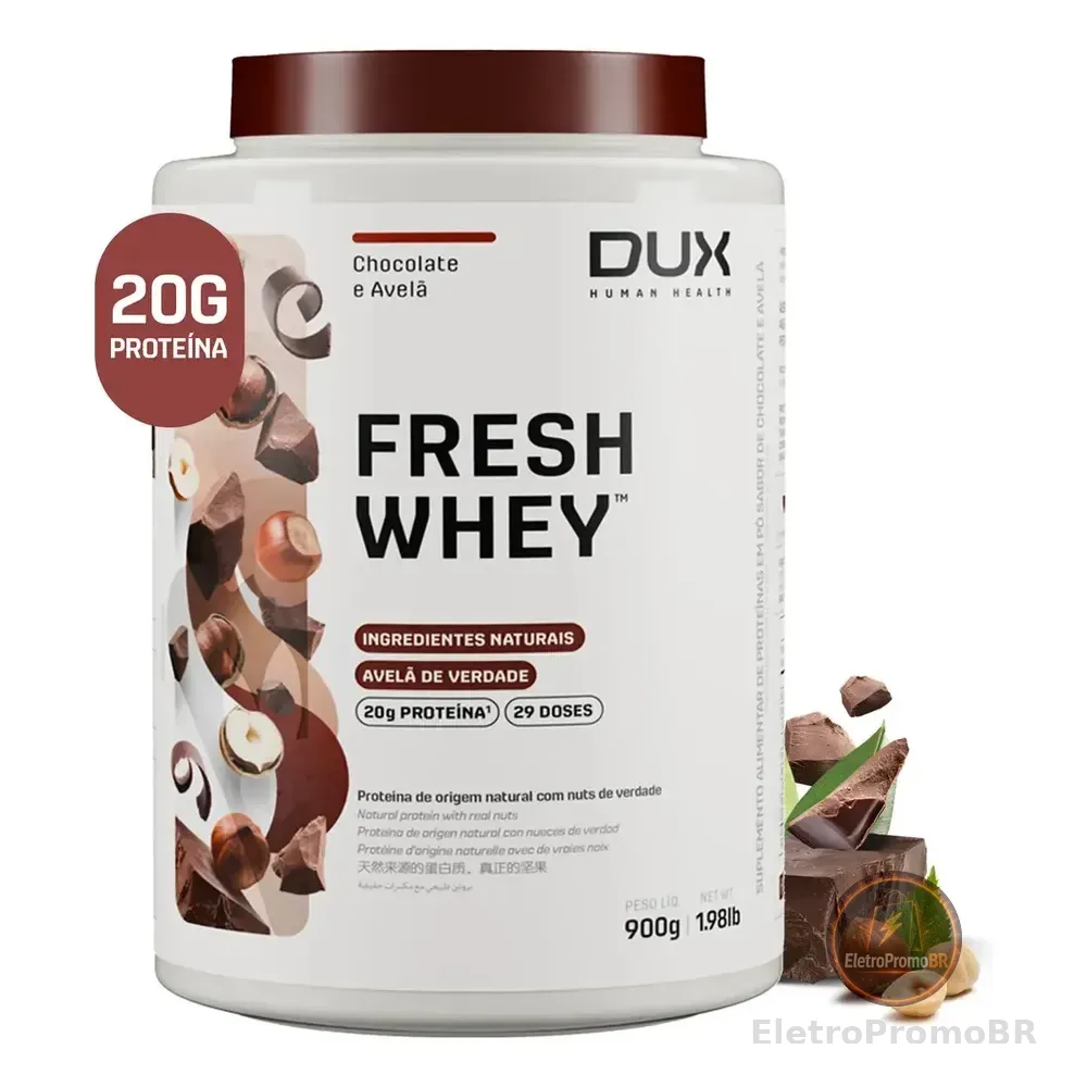 Fresh Whey DUX 900g Chocolate Belga e Avelã Pote Natural