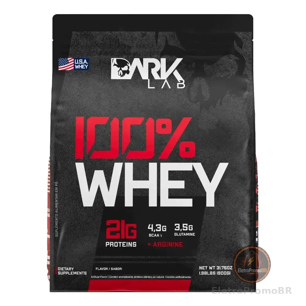 Whey Protein Concentrado 100% 900g Refil Dark Lab Sabor Morango