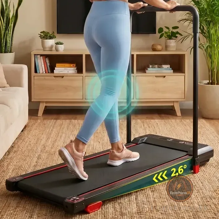 Esteira Ergométrica Elétrica Dobrável com Controle Remoto Treino Cardio Caminhada Casa Academia Redfin Ideal Motor 2.5 HP e 150 kg Preto