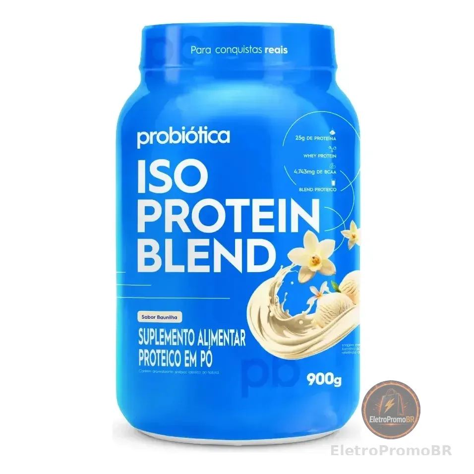 Whey Protein 900g Iso Blend Protein Probiótica Baunilha Blend de Proteínas