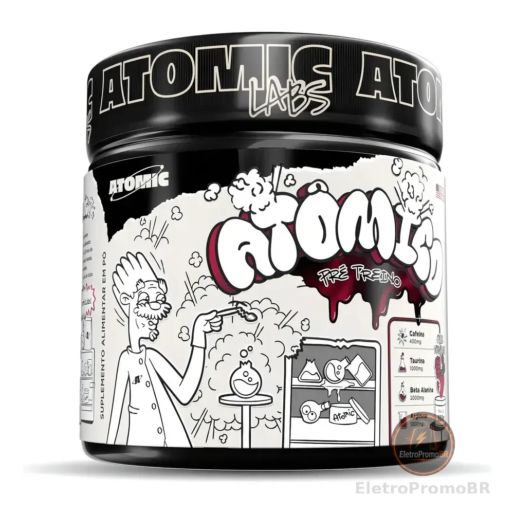 Pré-Treino Atomic Labs Atômico 300g Frutas Vermelhas com Cafeína e Beta-Alanina