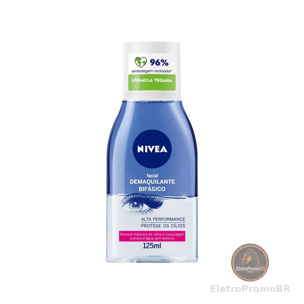 NIVEA Demaquilante Bifásico 125ml, Remove Maquiagem à Prova D'água, Protege Cílios, Gentil com a Pele