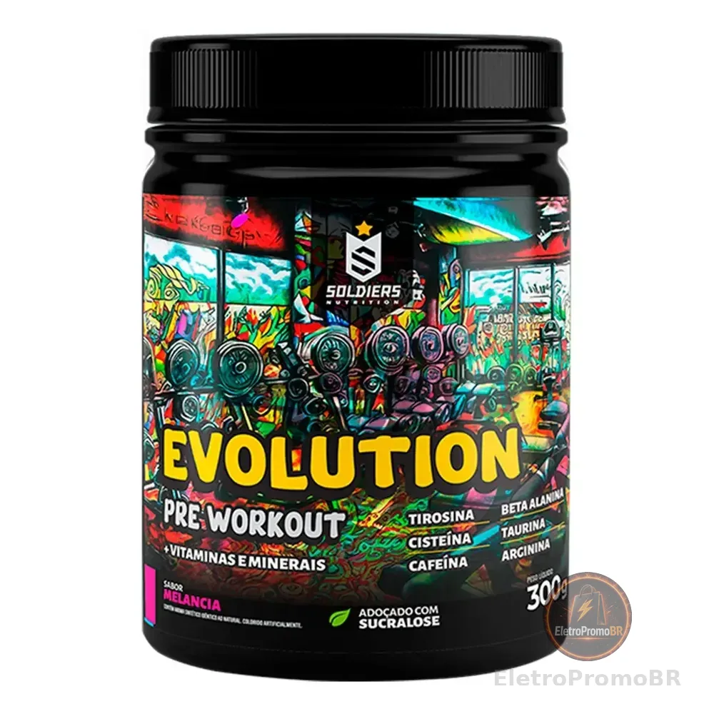 Pré-Treino Evolution Workout 300g Termogênico Sabor Melancia Soldiers Nutrition Energia Foco Treino