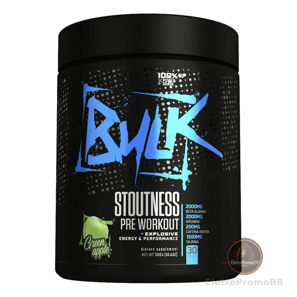 Pré Treino Bulk Nutrition Stoutness 300g Maçã Verde com Beta-Alanina e Cafeína