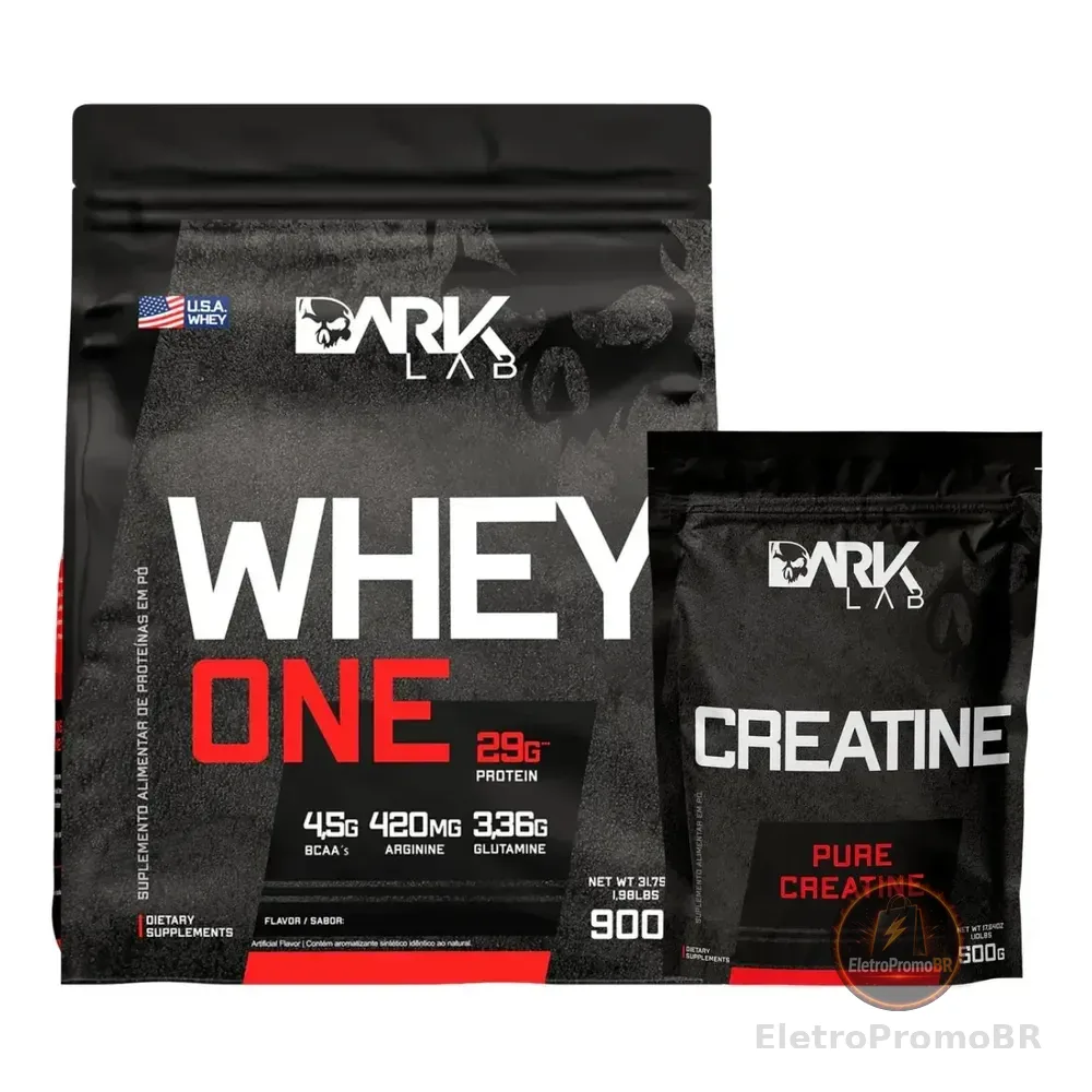 Whey One Protein Proteína Sachê Refil 900g Baunilha + Creatina Monohidratada Pura 500g Dark Lab