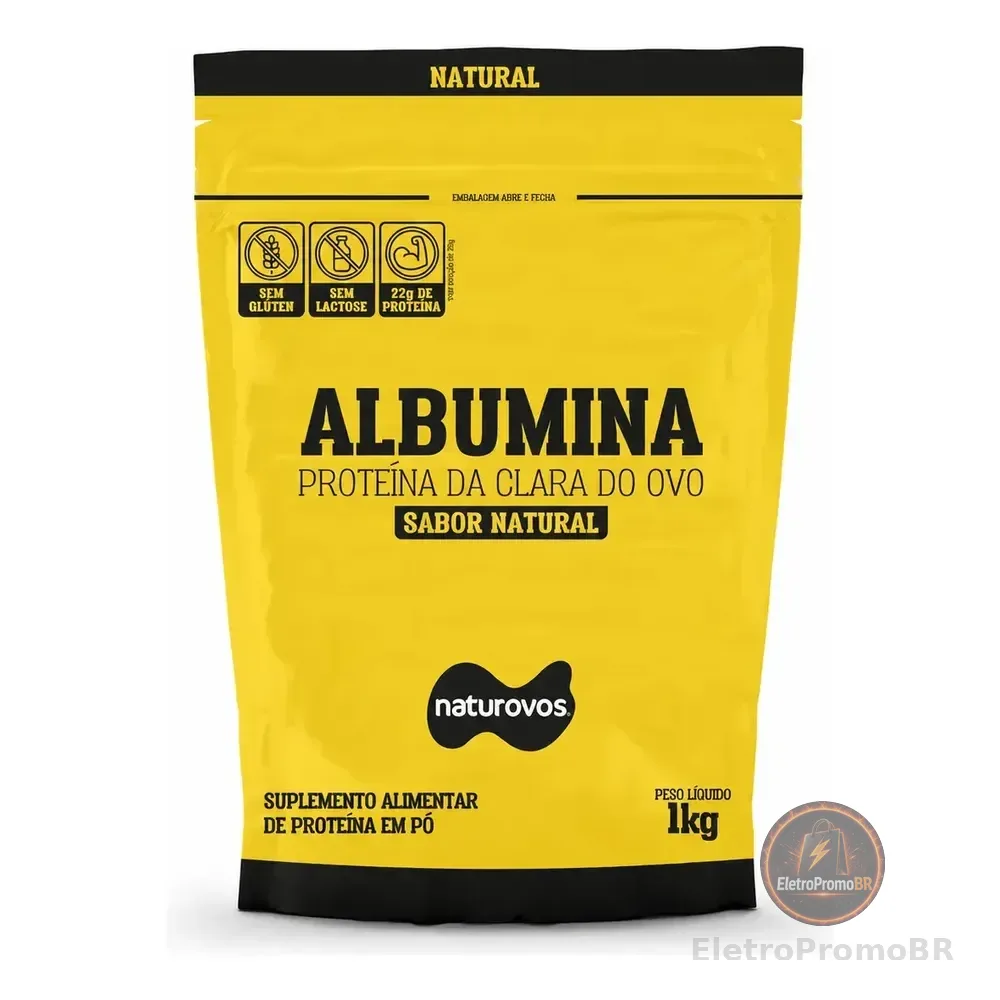 Albumina Naturovos Natural 1kg Refil Proteina