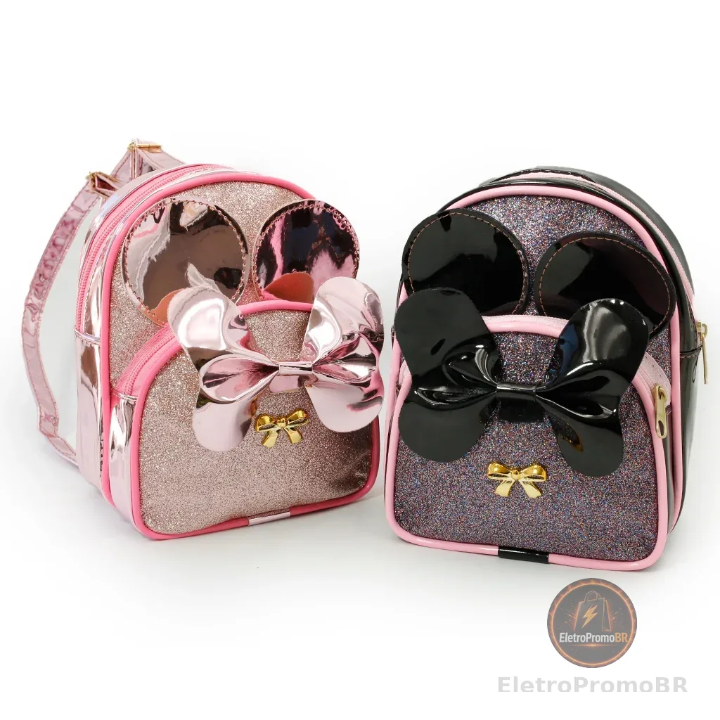 Mochila Infantil bolsa com brilho e com bolso na frente