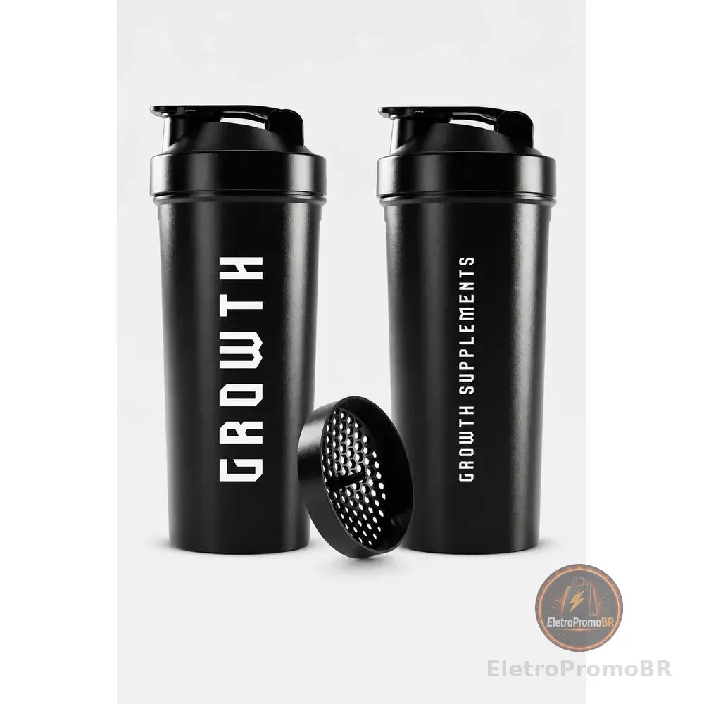 Coqueteleira Shaker Academia 600ml Growth Supplements Preto