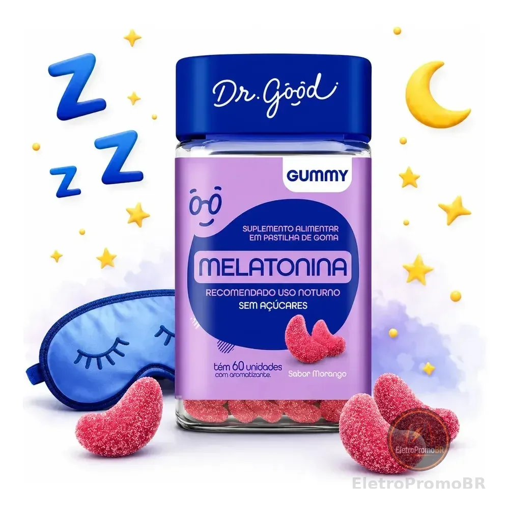 Melatonina em Goma Sabor Morango 60 unid. Dr, Good Fini