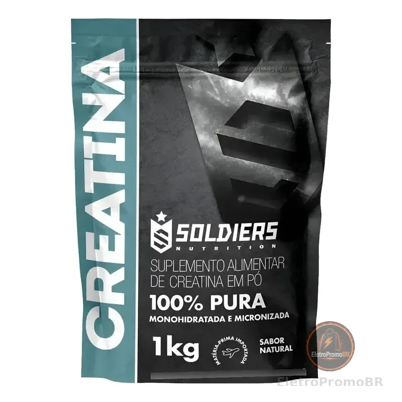 Creatina 1kg Soldiers Nutrition sem sabor, puraça pra turbinar o treino