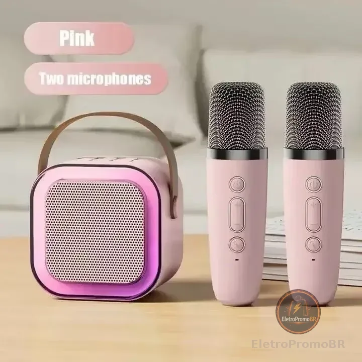 K12 Caixa de som sem fio com microfone Karaokê, Mini Alto-falante Bluetooth portátil de Karaoke com 1/2 Microfone
