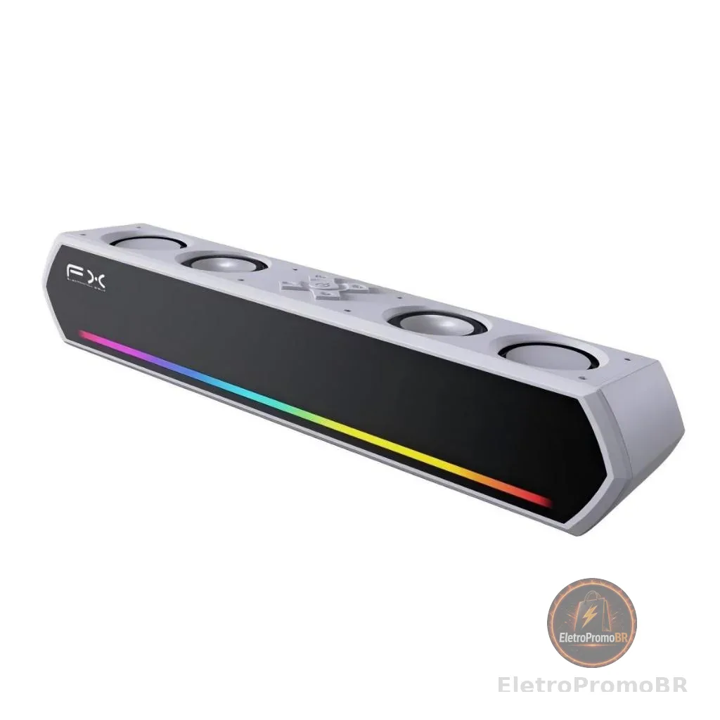 Caixa de Som Bluetooth Potente Com 4 Alto Falantes 30W Soundbar PC Notebook TV