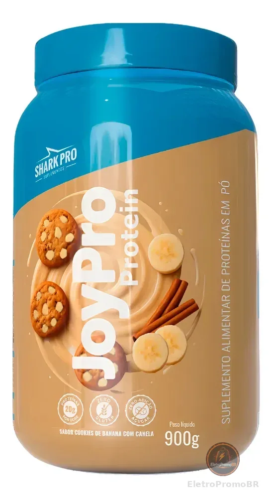 Whey Joypro Pote 900g Bolinho Banana Com Canela Shark Pro