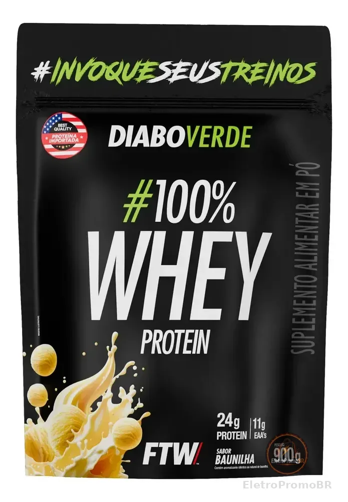 100% Whey Protein 900g Sabor Baunilha Diabo Verde - Ftw